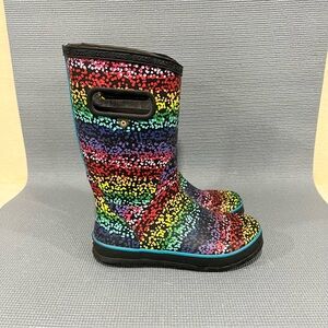 BOGS Kids‎ Rainbow Speckles Unlined Rubber Rain Boots Youth Size 4 Waterproof